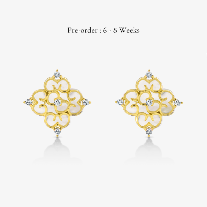 Blessings Mother of Pearl Studs (14K Gold) - Carrie K.