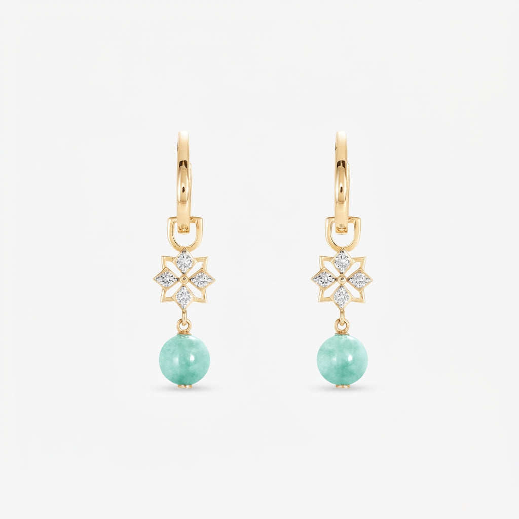 Star Mini Jade Hoop Earrings (14K Gold) - Carrie K.
