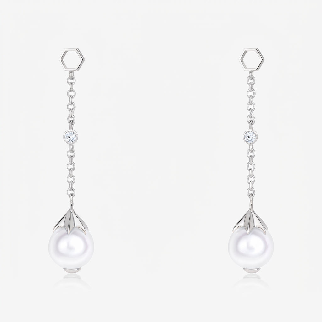 Pearl Long Ear Drops (18K Gold) - Carrie K.