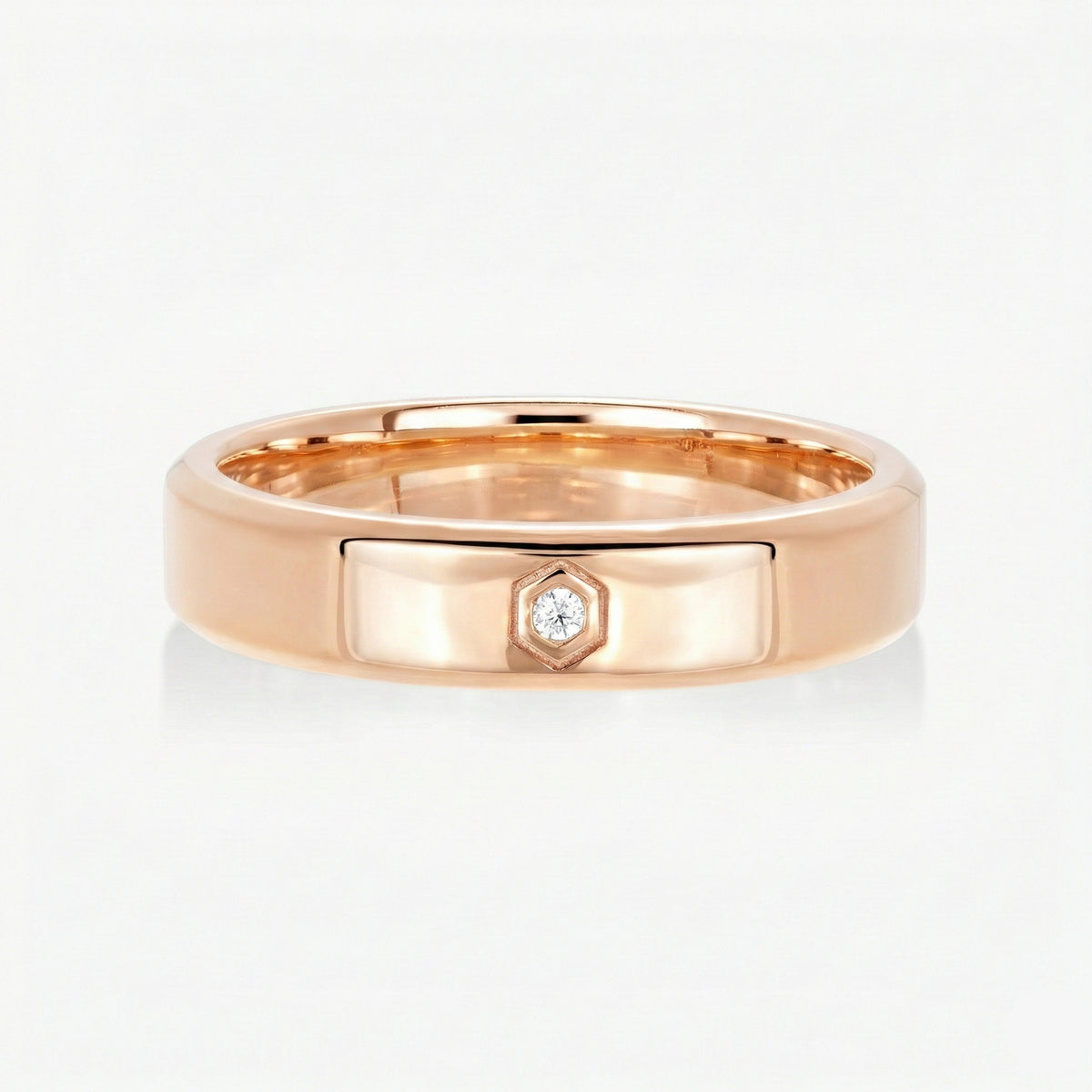 5mm Bevelled Band With Hexa Edge Diamond - Carrie K.