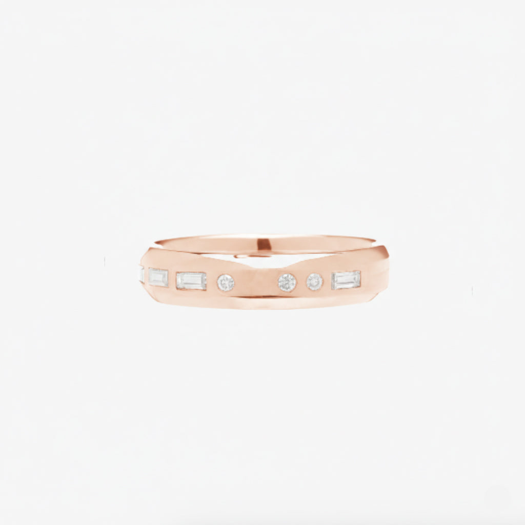 3.5mm Half Round With Morse Code Diamond Initial - Carrie K.