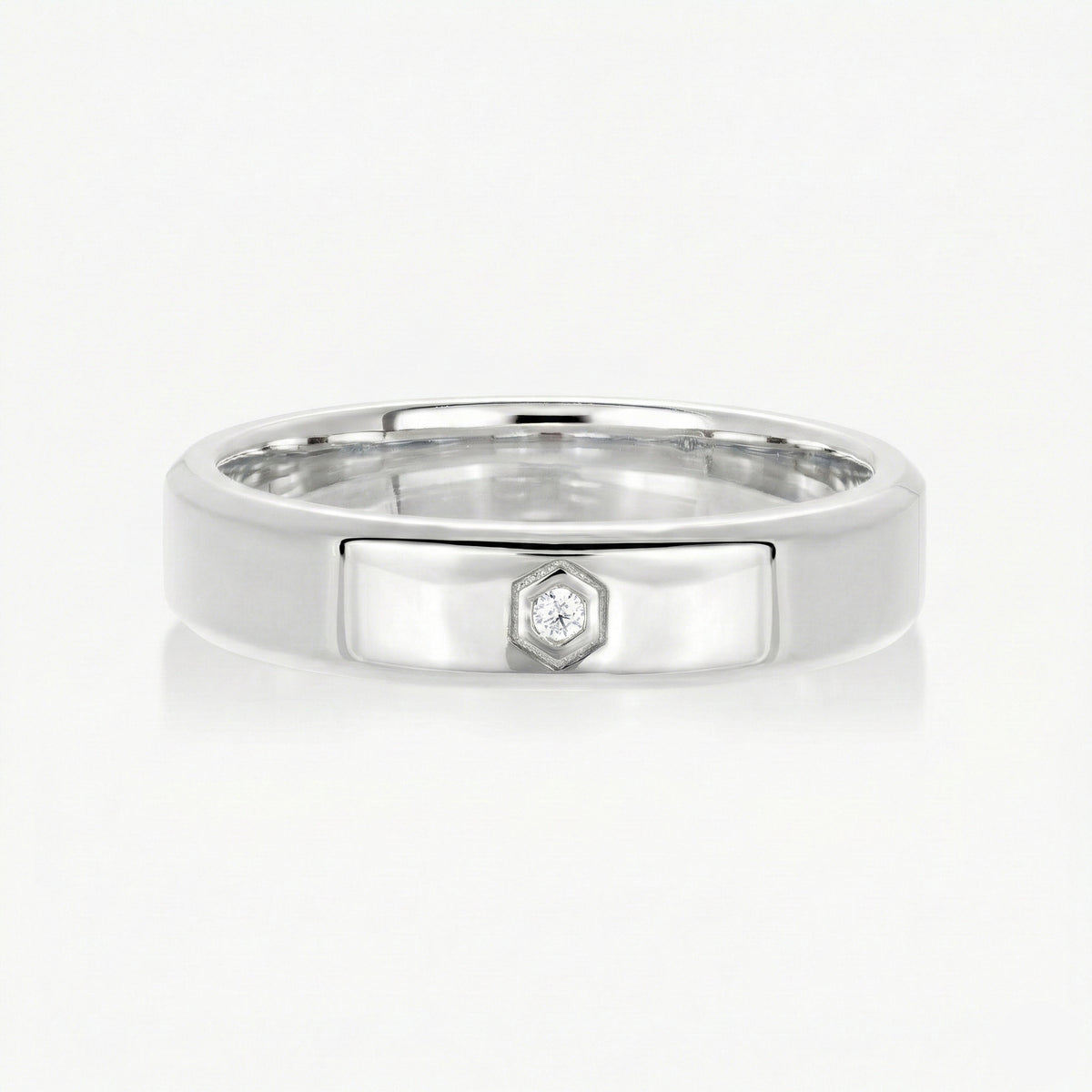 5mm Bevelled Band With Hexa Edge Diamond - Carrie K.