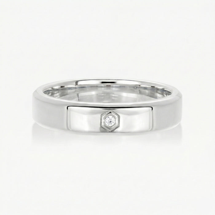 5mm Bevelled Band With Hexa Edge Diamond - Carrie K.