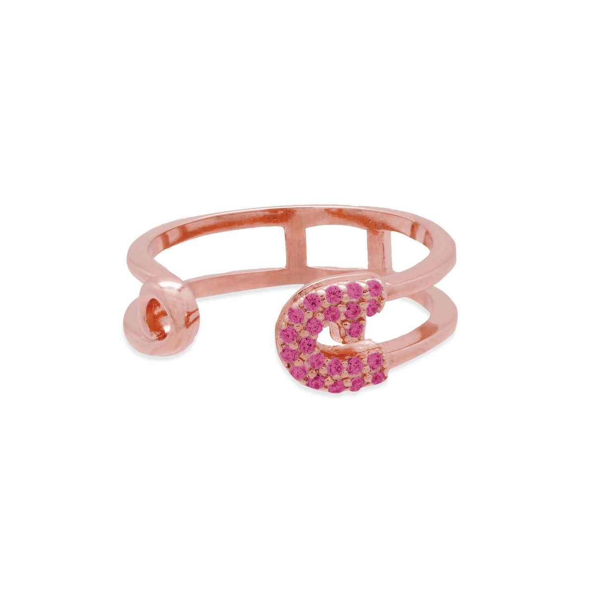 Reborn Safety Pin Bling Rose Gold Ring - Carrie K.