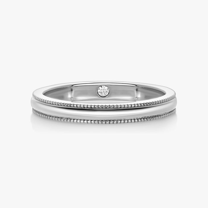 2.5mm Half Round Band With Milgrain Edge And Hidden Birthstone - Carrie K.