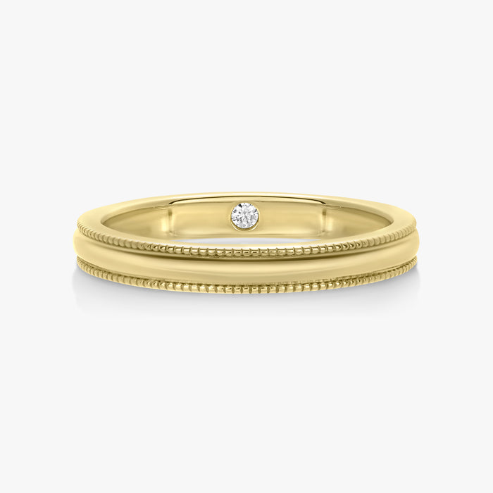 2.5mm Half Round Band With Milgrain Edge And Hidden Birthstone - Carrie K.