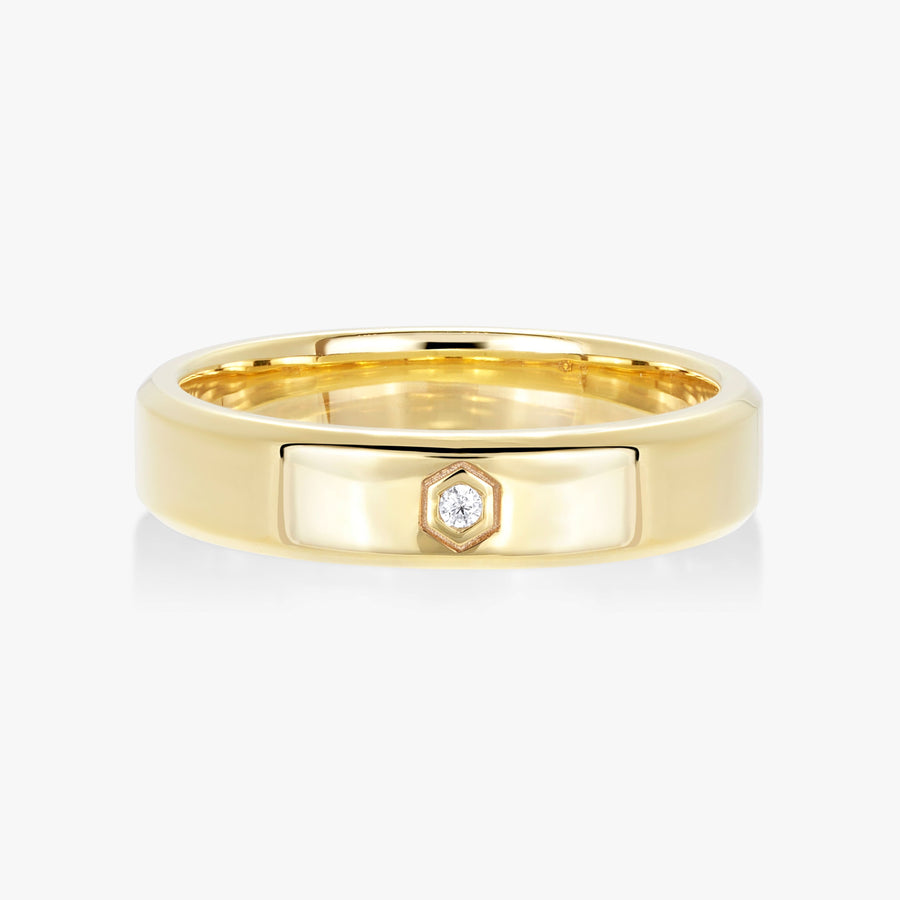 5mm Bevelled Band With Hexa Edge Diamond - Carrie K. 