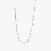 Pearl with Diamond Chain Necklace 16