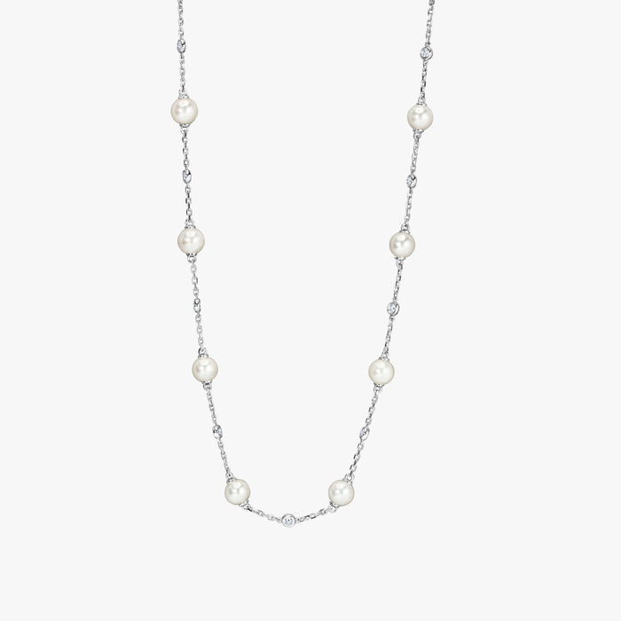 Pearl with Diamond Chain Necklace 16