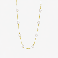 Pearl with Diamond Chain Necklace 16