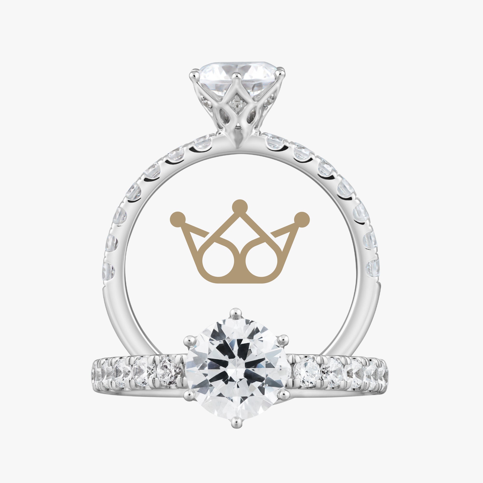 Crown Solitaire with Pave Band - Carrie K.