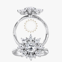 Sunflower Halo Ring with Intertwined Diamond Band - Carrie K.