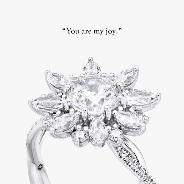 Sunflower Halo Ring with Intertwined Diamond Band - Carrie K.