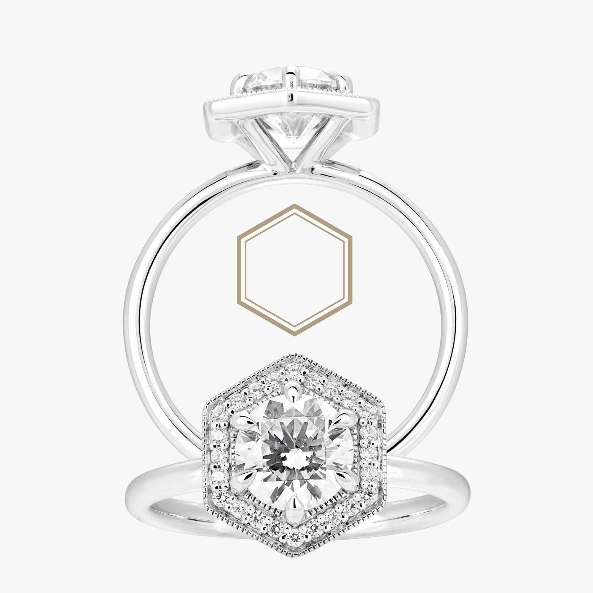 Fine Hexa Halo Ring - Carrie K.