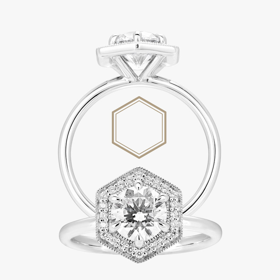 Fine Hexa Halo Ring - Carrie K.