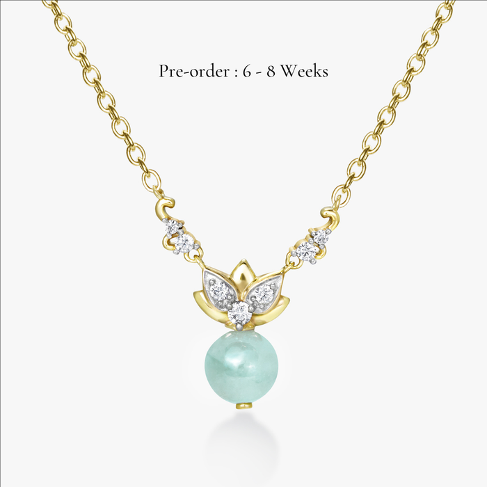Lotus Green Jade Necklace (18K Gold) - Carrie K.