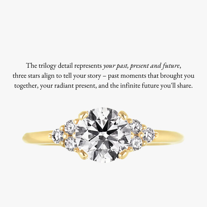 Classic 4 Pronged Ring With 3 Round Cluster Band - Carrie K.