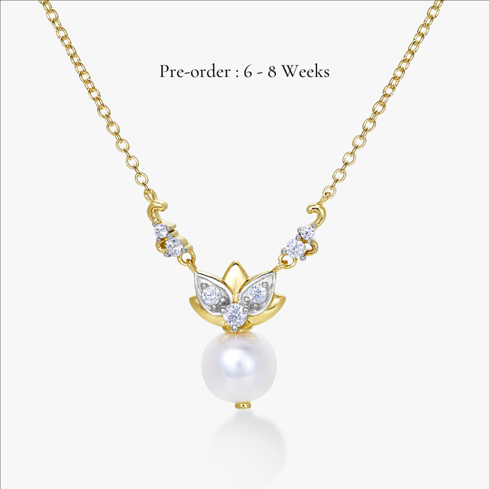 Lotus Pearl Necklace (18K Gold) - Carrie K.