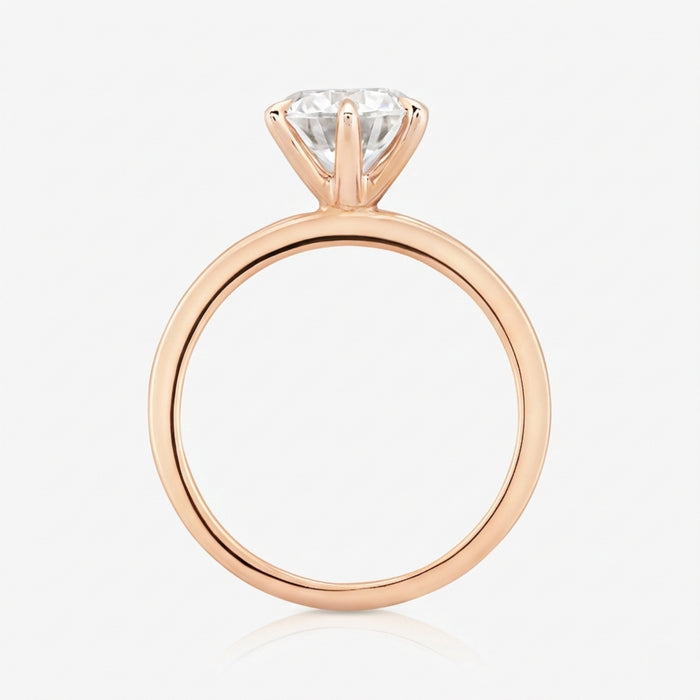 Classic 4/6 Pronged Ring With Straight Band - Carrie K.