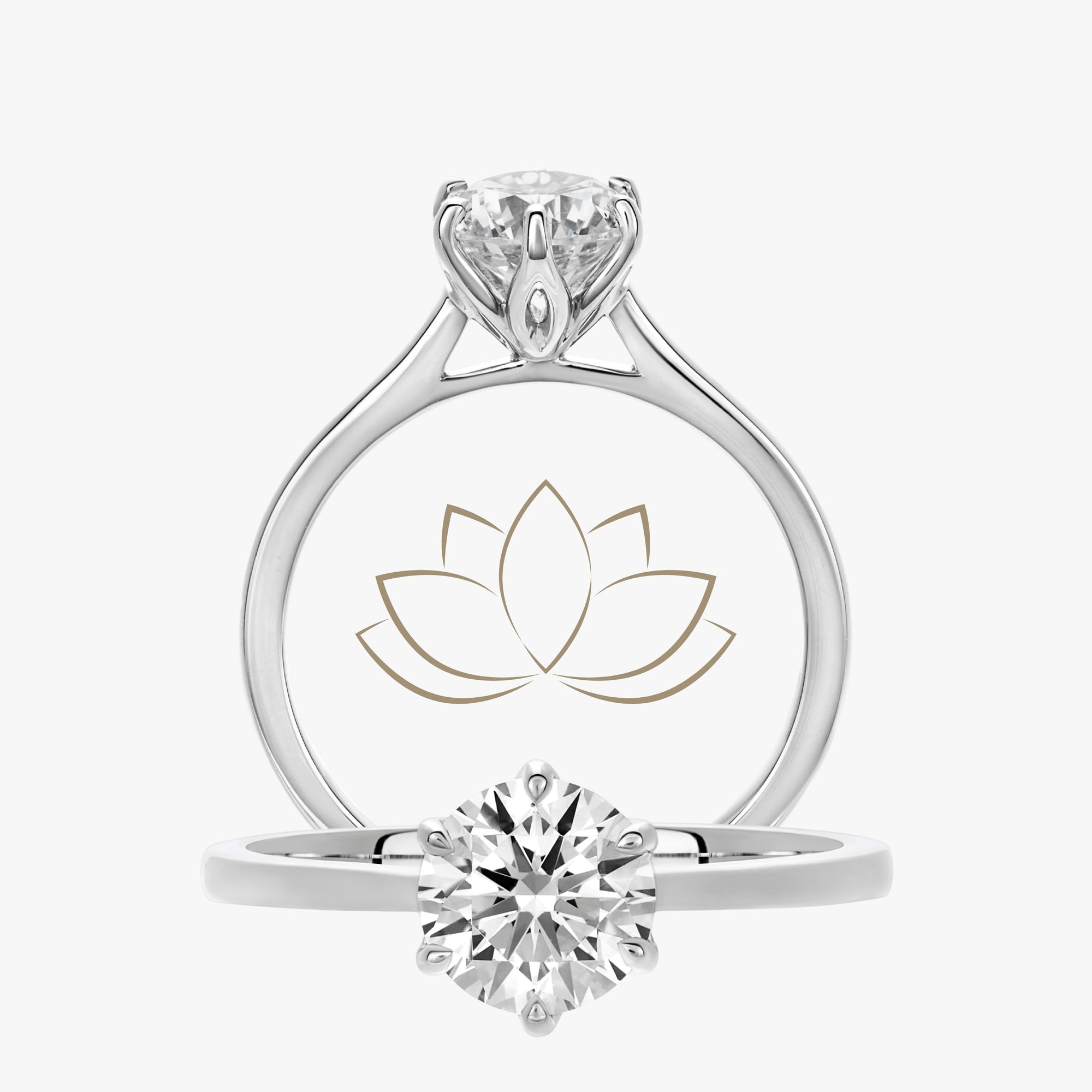 Lotus Ring With Cathedral Tapered Band - Carrie K.