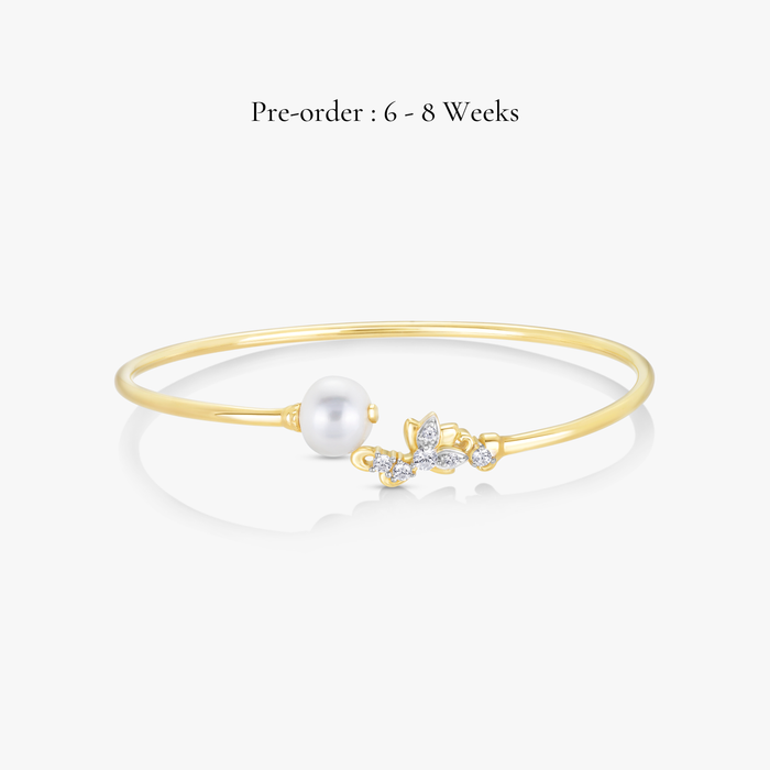 Lotus Pearl Twisty Bangle (18K Gold) - Carrie K.