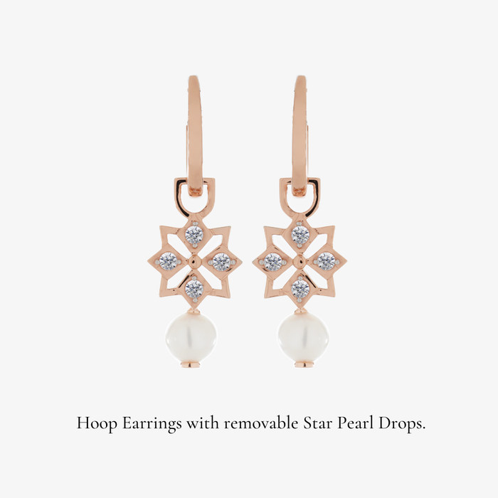 Star Mini Pearl Hoop Earrings (18K Gold) - Carrie K. 