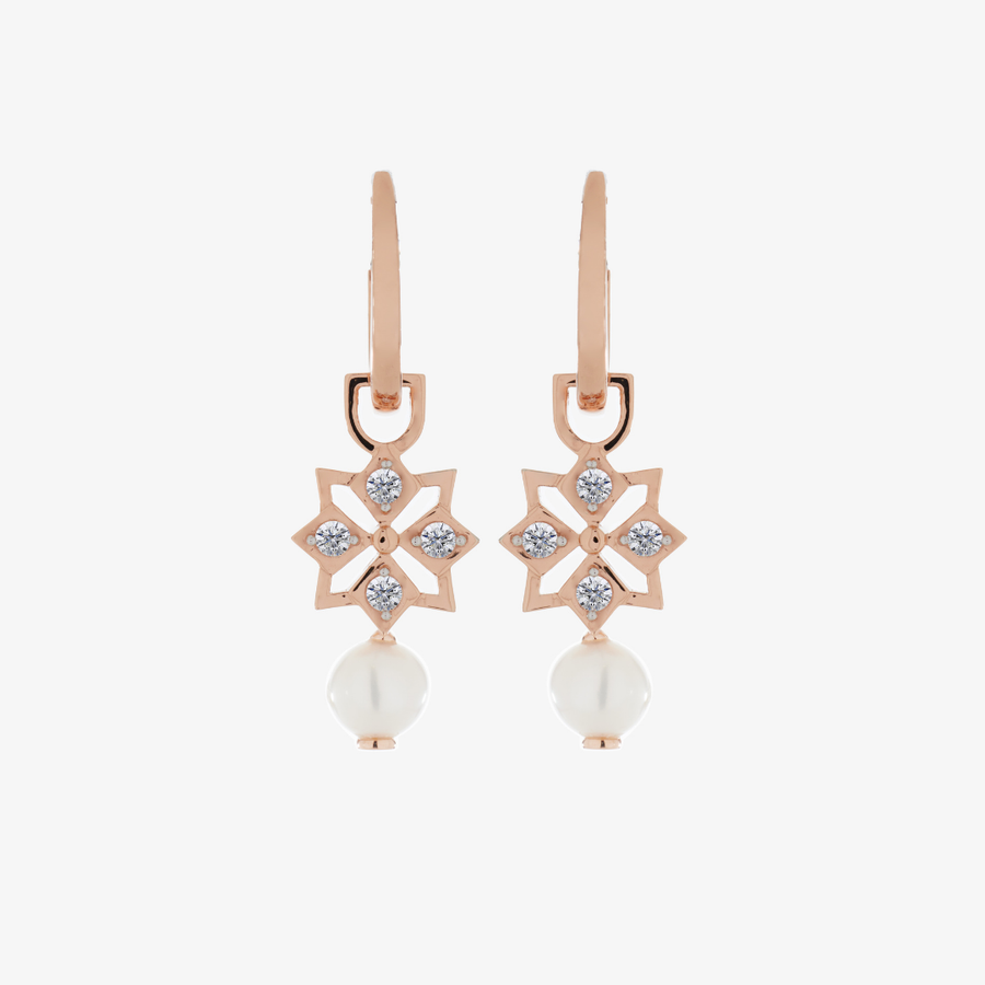 Star Mini Pearl Hoop Earrings (18K Gold) - Carrie K. 