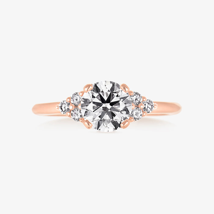 Classic 4 Pronged Ring With 3 Round Cluster Band - Carrie K.
