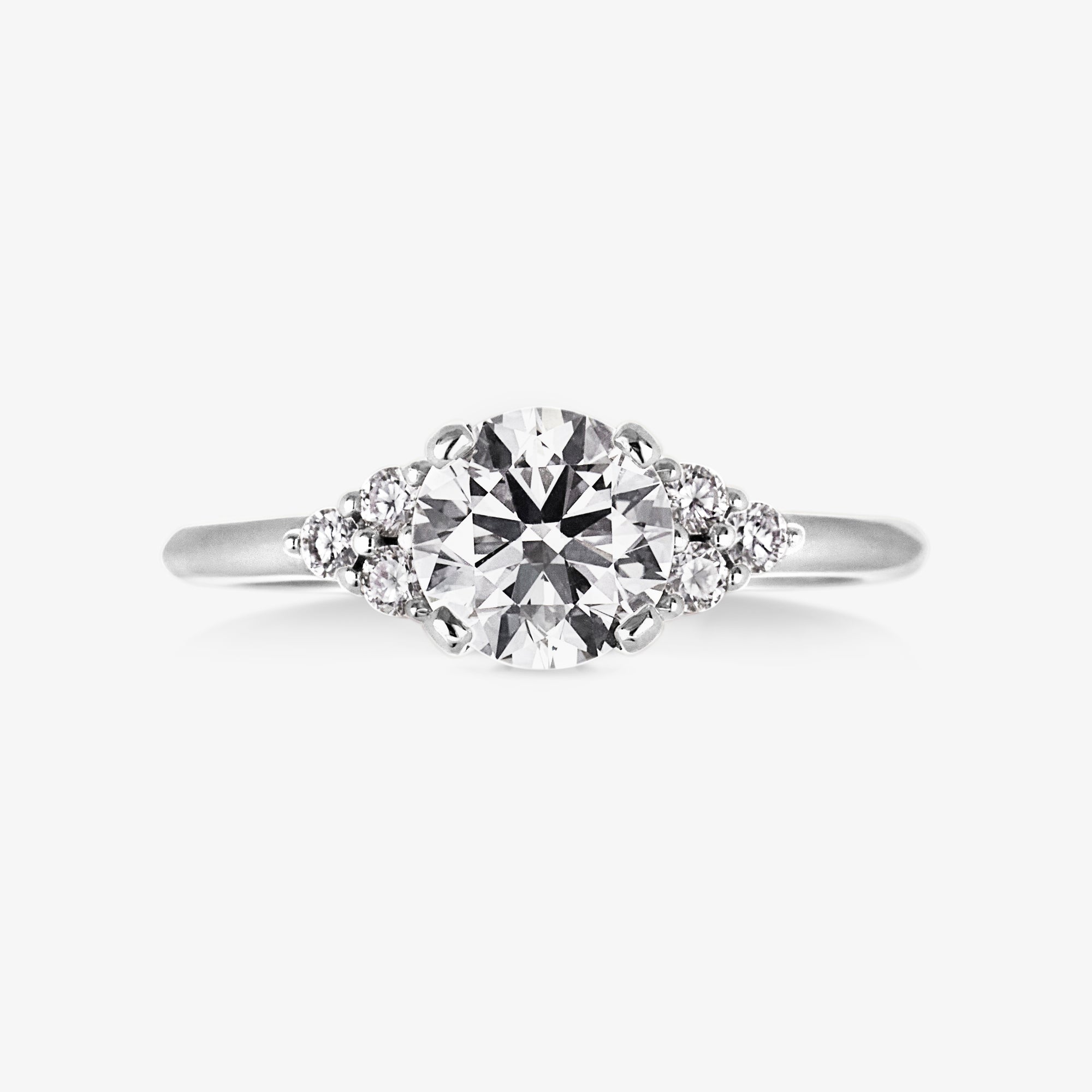 Classic 4 Pronged Ring With 3 Round Cluster Band - Carrie K.