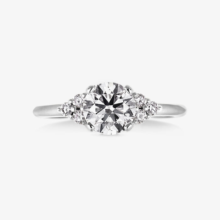 Classic 4 Pronged Ring With 3 Round Cluster Band - Carrie K.