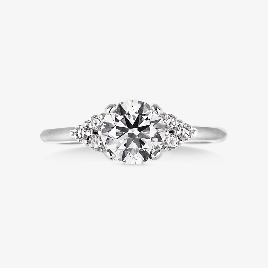 Classic 4 Pronged Ring With 3 Round Cluster Band - Carrie K.