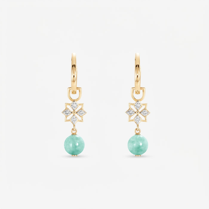 Star Mini Jade Hoop Earrings (14K Gold) - Carrie K.