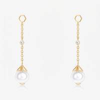 Pearl Long Ear Drops (18K Gold) - Carrie K.
