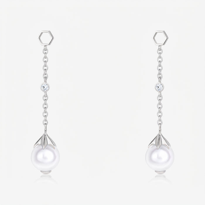 Pearl Long Ear Drops (18K Gold) - Carrie K.
