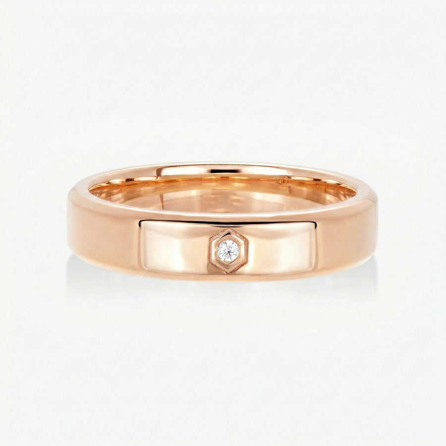 5mm Bevelled Band With Hexa Edge Diamond - Carrie K. 