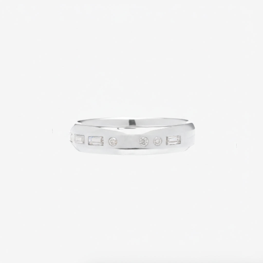 3.5mm Half Round With Morse Code Diamond Initial - Carrie K.