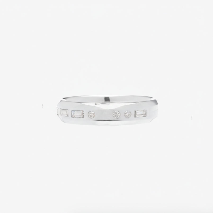 3.5mm Half Round With Morse Code Diamond Initial - Carrie K.
