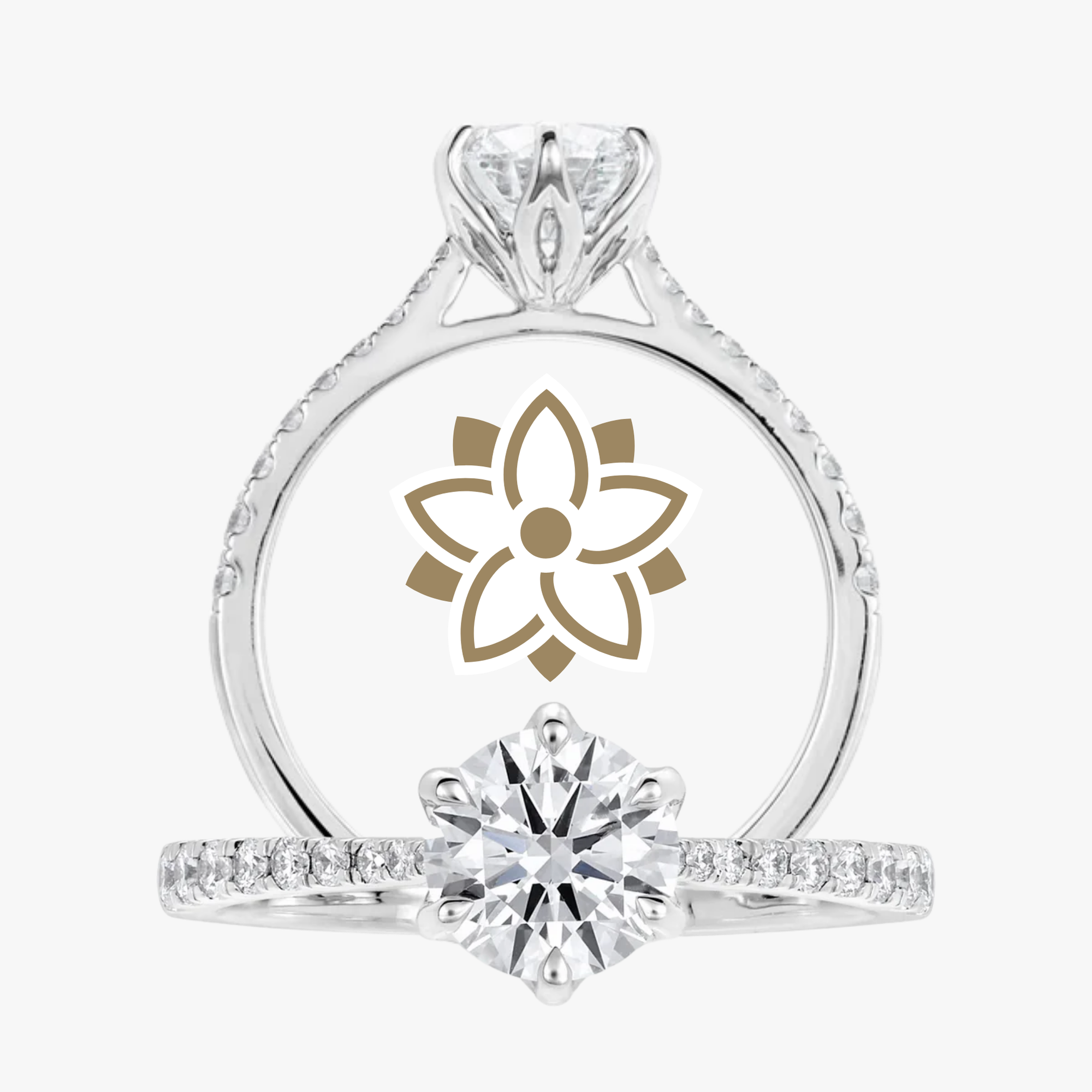 Lotus Pave With Cathedral Ring - Carrie K.