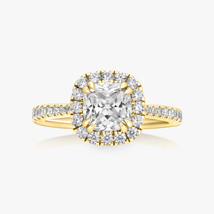 Classic Halo (1.5ct & Below) With Tapered Pave Band - Carrie K.
