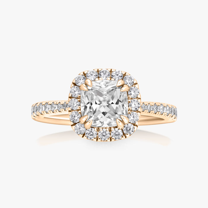 Classic Halo (1.5ct & Below) With Tapered Pave Band - Carrie K.