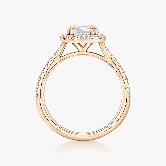 Classic Halo (1.5ct & Below) With Tapered Pave Band - Carrie K.