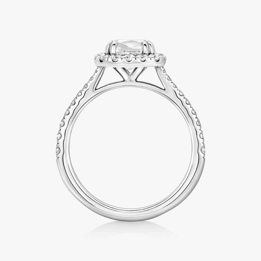 Classic Halo (1.5ct & Below) With Tapered Pave Band - Carrie K.