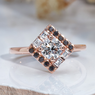 BLACK DIAMOND LAB GROWN DIAMOND BESPOKE ENGAGEMENT RING SINGAPORE CARRIE K 14K ROSE GOLD