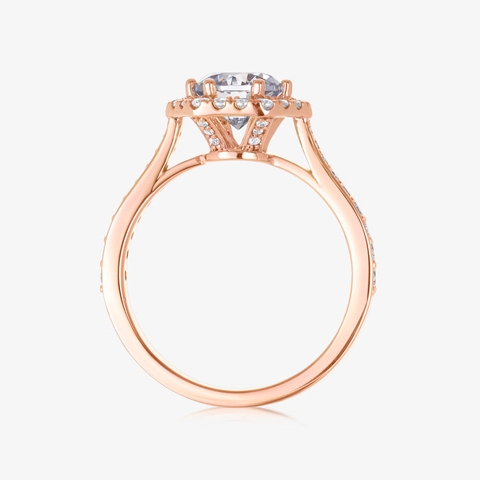 Hexa Halo Ring With Tapered Pave Band (2.8mm) - Carrie K.
