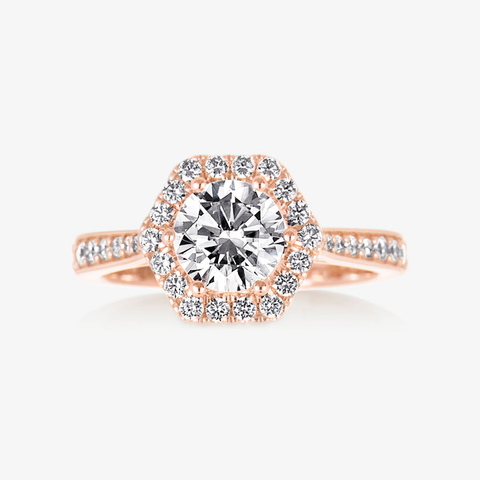 Hexa Halo Ring With Tapered Pave Band (2.8mm) - Carrie K.