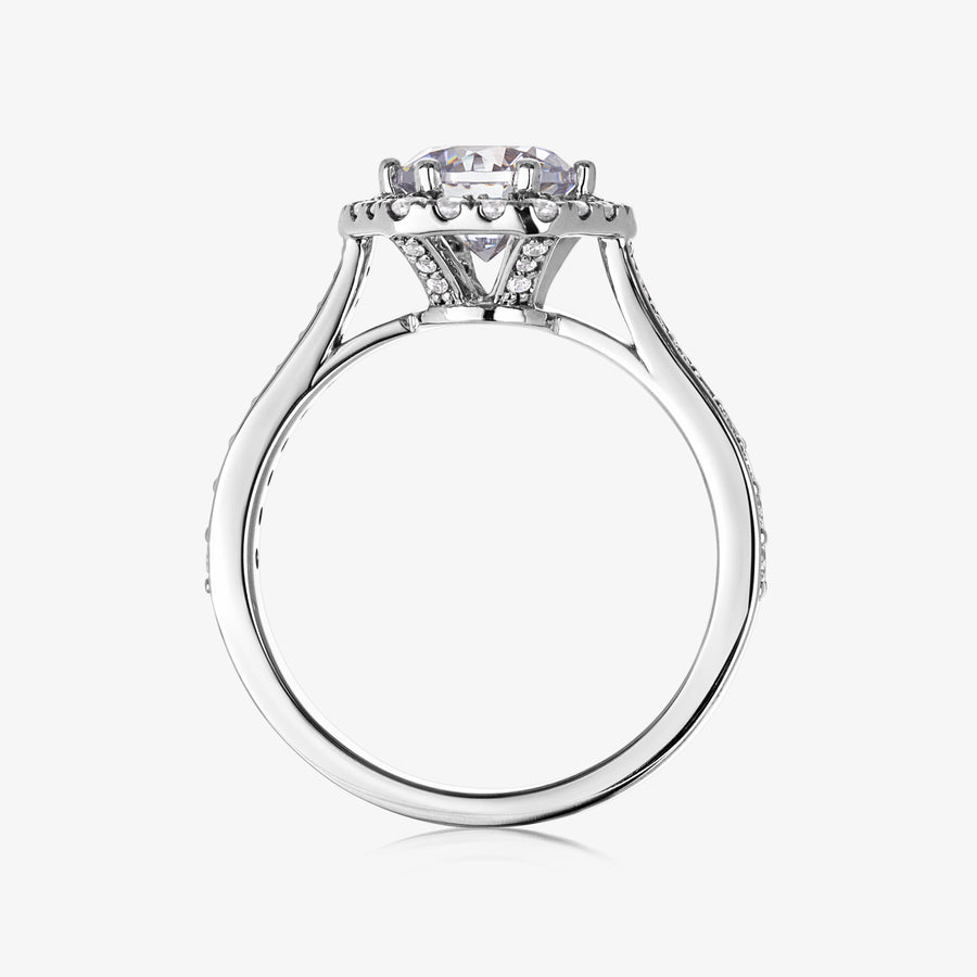 Hexa Halo Ring With Tapered Pave Band (2.8mm) - Carrie K.