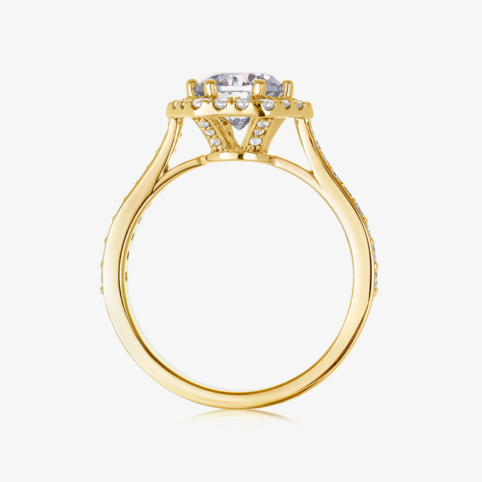 Hexa Halo Ring With Tapered Pave Band (2.8mm) - Carrie K.