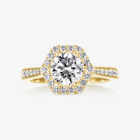 Hexa Halo Ring With Tapered Pave Band (2.8mm) - Carrie K.
