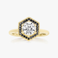 Fine Hexa Halo Ring (Black Diamonds) - Carrie K.