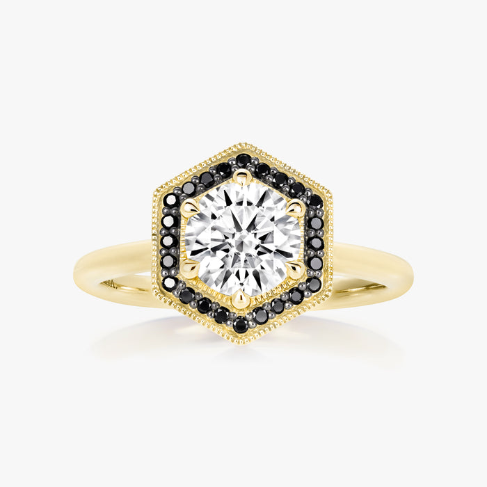Fine Hexa Halo Ring (Black Diamonds) - Carrie K.